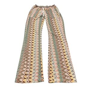 Roxy Crochet Knit Flare Pants Womens Small Multicolor Chevron Zig Zag ARJNP00025